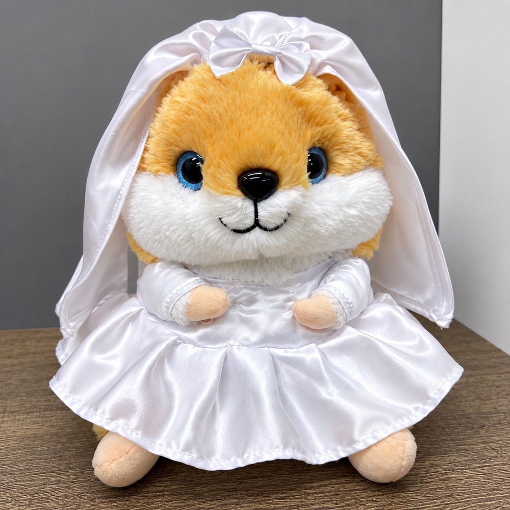 Vintage Nanco Belly Buddy Bride Hamster Plush Wedding Stuffed Animal 10" Rare